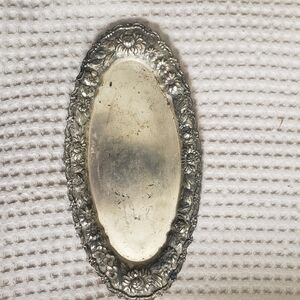 VINTAGE MCM RARE OBLONG MADE IN JAPAN SILVER TRINKET SERVING CANDY DISH